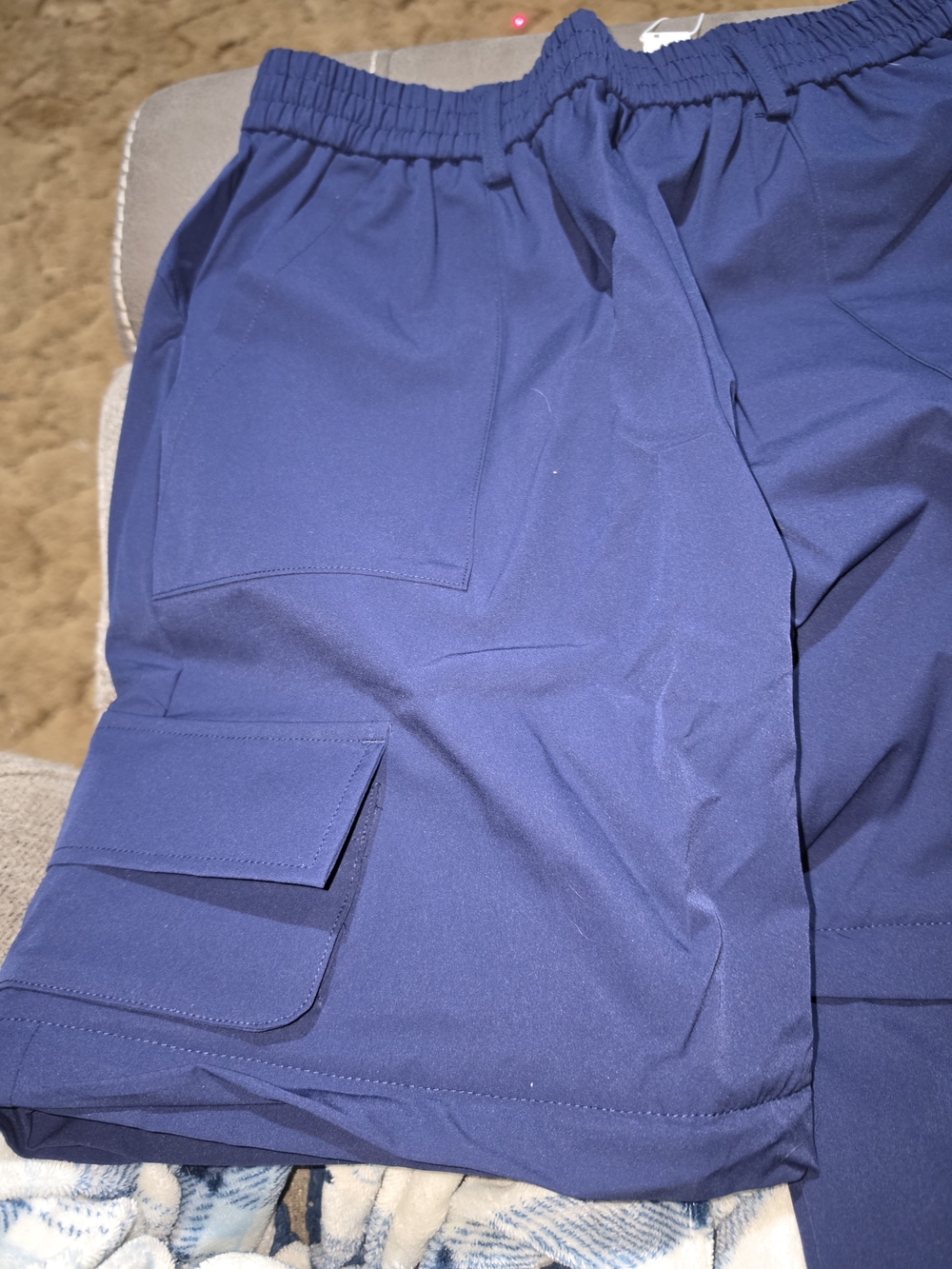 HALARA Navy Elastic Waist Cargo Shorts